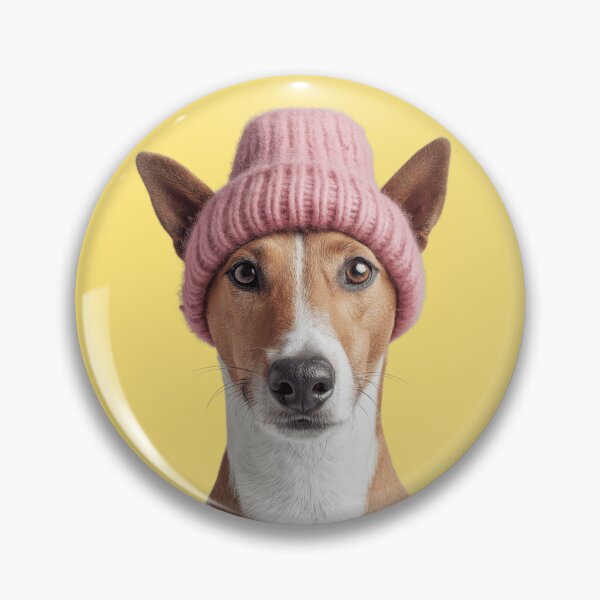 Item preview, Cozy Basenji dog Wearing Pink Winter Hat Trendy Animal Fashion Artwork designed and sold by LazyOwlStore.