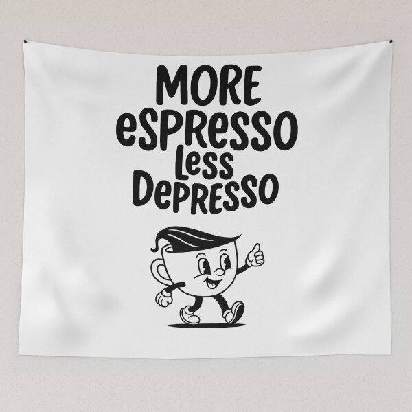 Item preview, More Espresso Less Depresso – Retro Coffee Cup Quote designed and sold by SupplyCode.