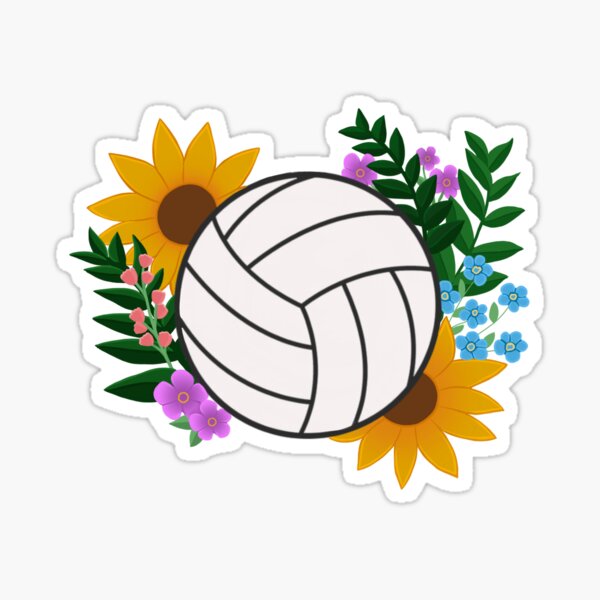 Volleyball with Flowers Sticker