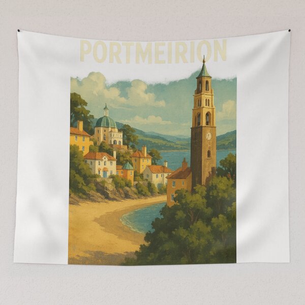 Item preview, Clock Tower and Beach at Portmeirion Village designed and sold by Places On Earth.