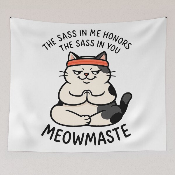 Item preview, Meowmaste Cat – Funny Yoga Cat with Sass Quote designed and sold by FriskySloths.