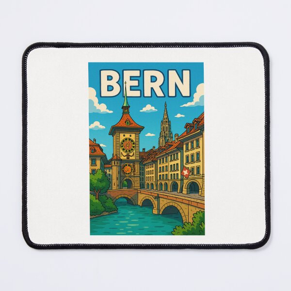 Item preview, Bern’s Zytglogge with Bear Fountain and Flags designed and sold by Places On Earth.