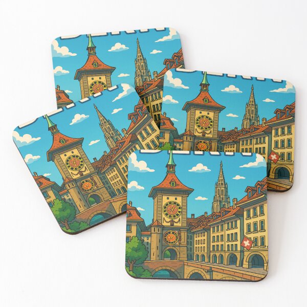Item preview, Bern’s Zytglogge with Bear Fountain and Flags designed and sold by Places On Earth.