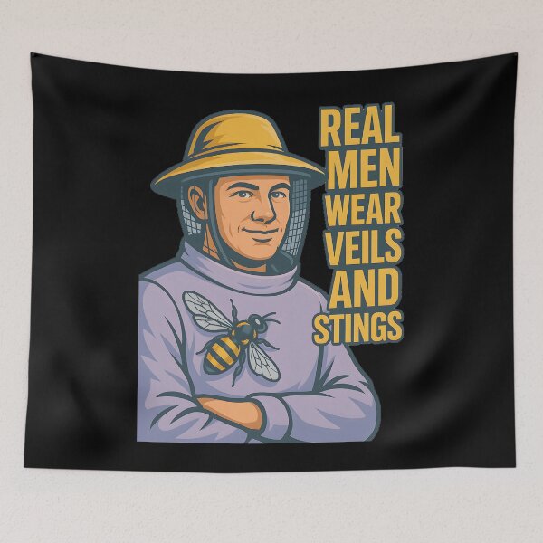 Item preview, Real Men Wear Veils And Stings Beekeeper Bees designed and sold by LuminOrb.