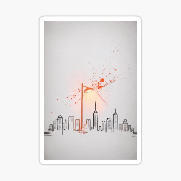 Item preview, Urban Sketch Streetlight Glow designed and sold by ShadowAndSlate.