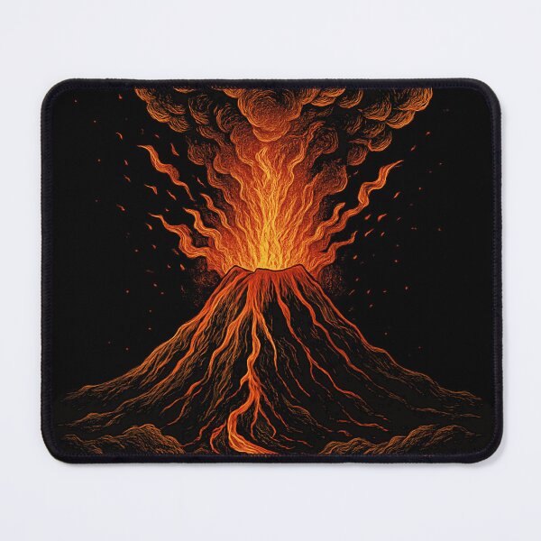 Item preview, Erupting Volcano – Explosive Lava Mountain Illustration in Fiery Tones designed and sold by HAFIZ-DP.