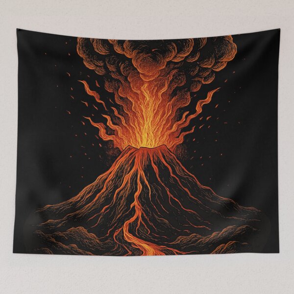 Item preview, Erupting Volcano – Explosive Lava Mountain Illustration in Fiery Tones designed and sold by HAFIZ-DP.
