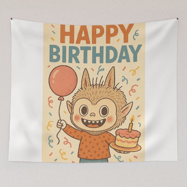 Item preview, Labubu Birthday Celebration with Balloon and Cake designed and sold by Places On Earth.