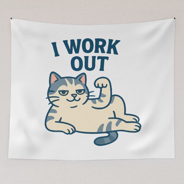 Item preview, I Work Out Cat – Lazy Fitness Meme Cat Design designed and sold by FriskySloths.