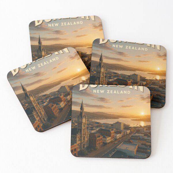 Item preview, Dunedin New Zealand Aerial View at Sunset designed and sold by Places On Earth.