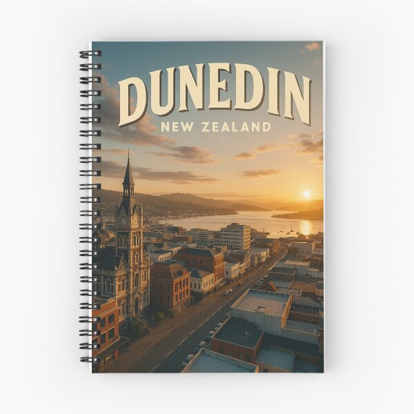 Item preview, Dunedin New Zealand Aerial View at Sunset designed and sold by Places On Earth.
