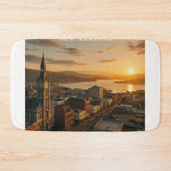 Item preview, Dunedin New Zealand Aerial View at Sunset designed and sold by Places On Earth.