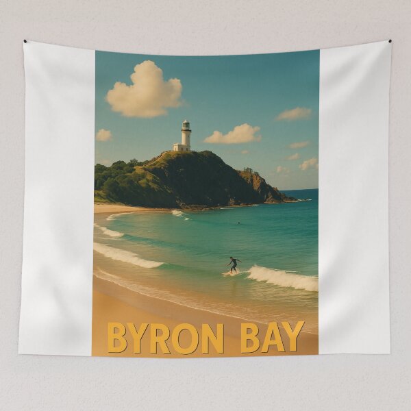 Item preview, Byron Bay Lighthouse and Surfer on Australia’s Coast designed and sold by Places On Earth.