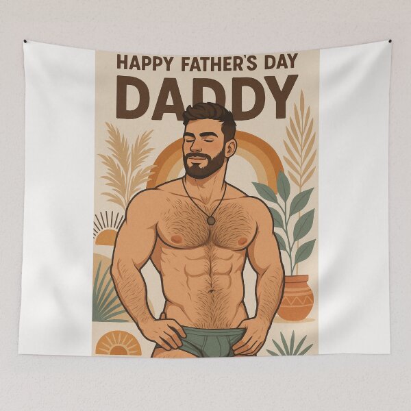 Item preview, Retro Father’s Day Vibes with Bearded Daddy and Rainbows designed and sold by Places On Earth.