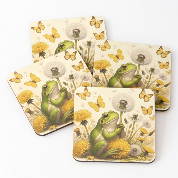 Item preview, Make a Wish – Cute Toad with Dandelions Summer Illustration designed and sold by EmeraldeaArt.