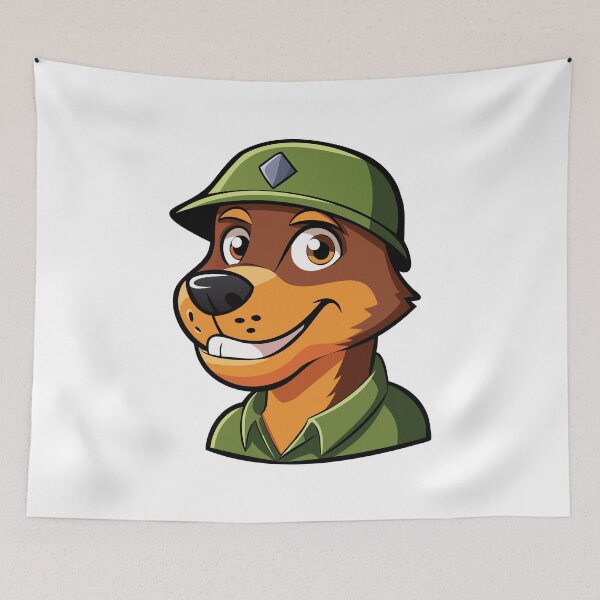 Item preview, Cheerful Soldier Dog in Green Helmet. designed and sold by GregorySmithRed.