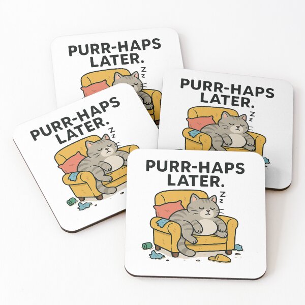 Item preview, Purr-haps Later – Lazy Sleeping Cat Pun Design designed and sold by FriskySloths.