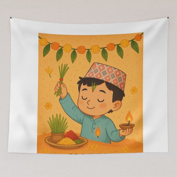 Item preview, Happy Dashain – Nepali Boy with Jamara and Tika designed and sold by Aryabek.