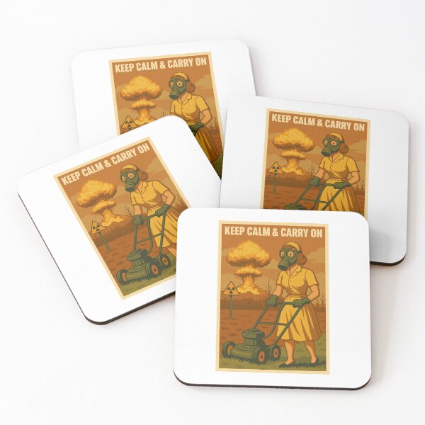 Item preview, Woman in a gas mask mowing lawn with nuclear explosion background - Concept of International Day for the Total Elimination of Nuclear Weapons   designed and sold by WIKKI-White.