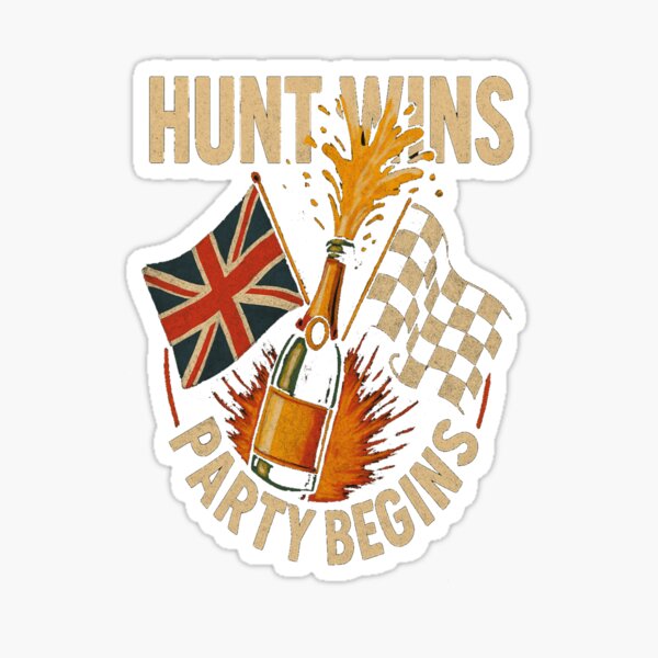 Aperçu de l'œuvre Hunt gagne, la fête commence – T-shirt de course vintage James Hunt créée et vendue par SMB Dept..