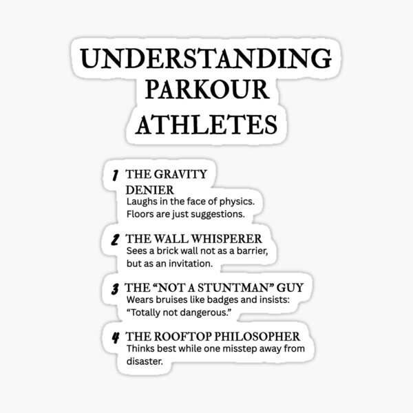 Aperçu de l'œuvre Comprendre les athlètes de parkour – Définitions amusantes de Ninja urbain créée et vendue par PsyFlow35.