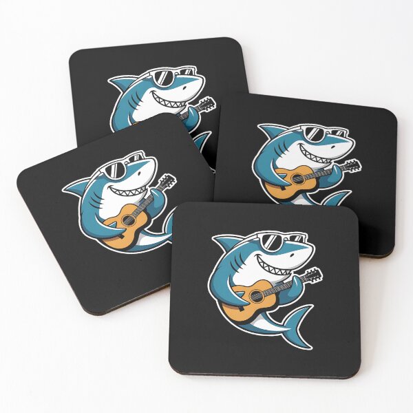 Item preview, Shark Playing Guitar - This fun gift is perfect for anyone who loves sharks, music, and playful, eye-catching designs. designed and sold by ZyziowskyArt.