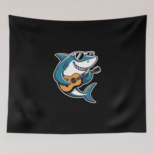 Item preview, Shark Playing Guitar - This fun gift is perfect for anyone who loves sharks, music, and playful, eye-catching designs. designed and sold by ZyziowskyArt.