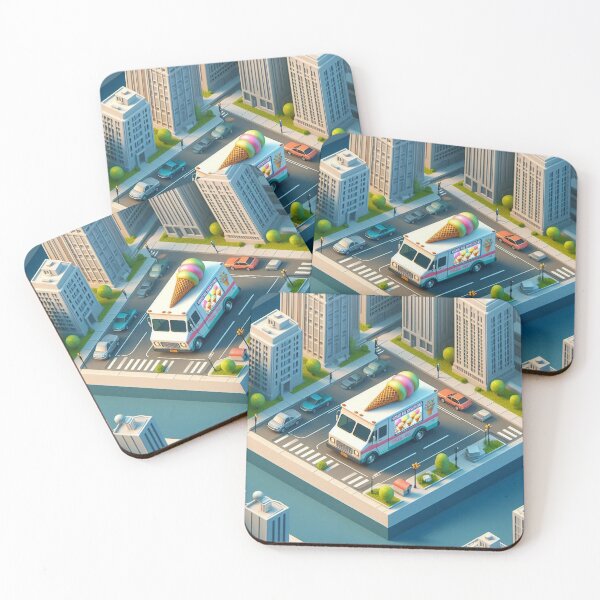 Item preview, 3D Isometric Ice Cream Truck – Realistic Cityscape Art Design designed and sold by ashokreddy343.