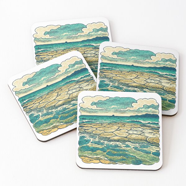 Item preview, Turtle Shell Rock Shore | Japanese Hexagonal Coastline - Textured Seaside Calm designed and sold by GEEEN.
