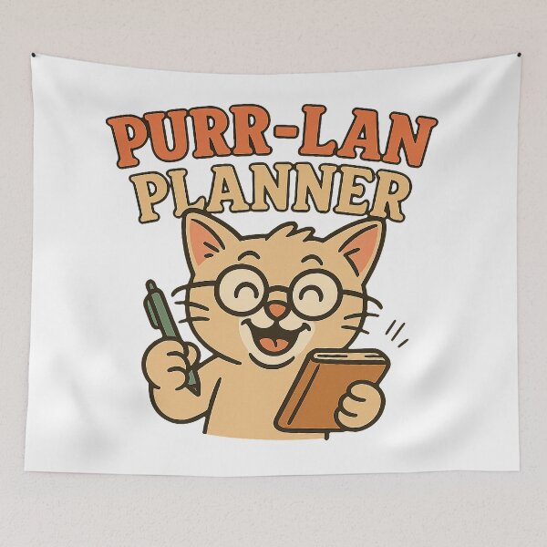 Item preview, Purr-lan Planner – Cute Nerdy Cat with Notebook designed and sold by FriskySloths.