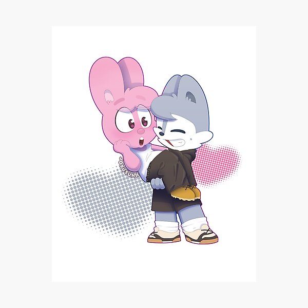Aperçu de l'œuvre Loup et lapin rose créée et vendue par joyusunn.