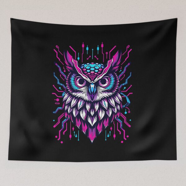 Item preview, Futuristic Owl Head Neon Tech Circuit Art designed and sold by Field-23.