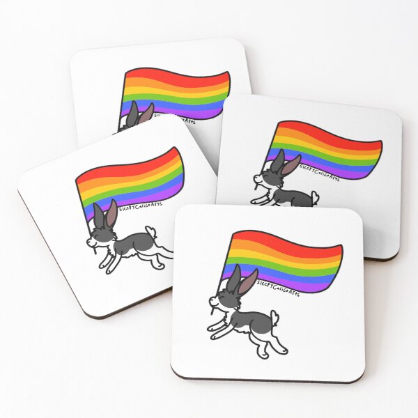 Item preview, Hopping pride grey bunny designed and sold by SleepyCalico.