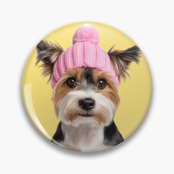 Item preview, Cozy Biewer Terrier dog Wearing Pink Winter Hat Trendy Animal Fashion Artwork designed and sold by LazyOwlStore.