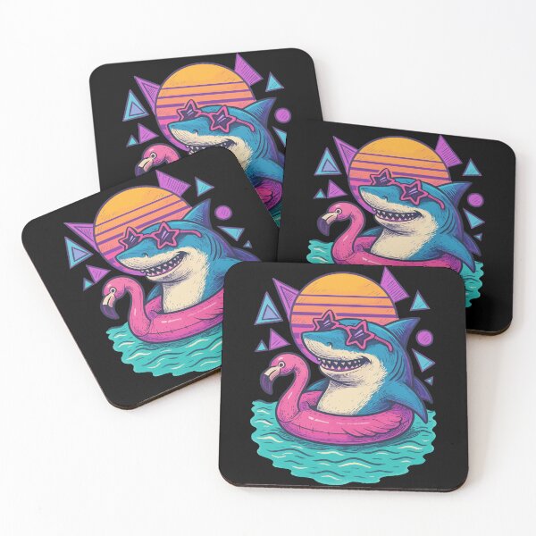 Item preview, Chillin Shark Summer Flamingo Retro designed and sold by TomFrontierArt.