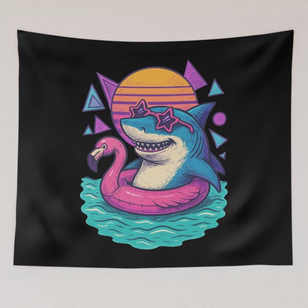 Item preview, Chillin Shark Summer Flamingo Retro designed and sold by TomFrontierArt.
