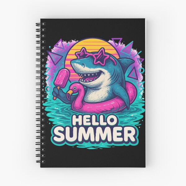 Item preview, Chillin Shark Summer Flamingo Retro Hello Summer designed and sold by TomFrontierArt.