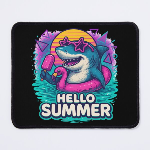 Item preview, Chillin Shark Summer Flamingo Retro Hello Summer designed and sold by TomFrontierArt.