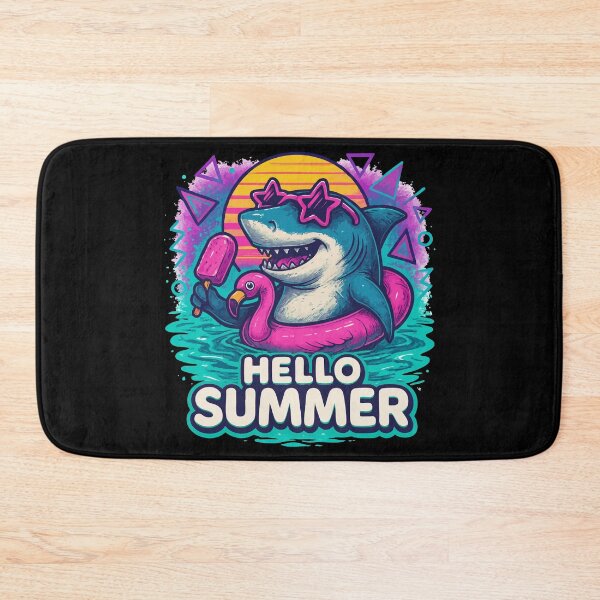 Item preview, Chillin Shark Summer Flamingo Retro Hello Summer designed and sold by TomFrontierArt.