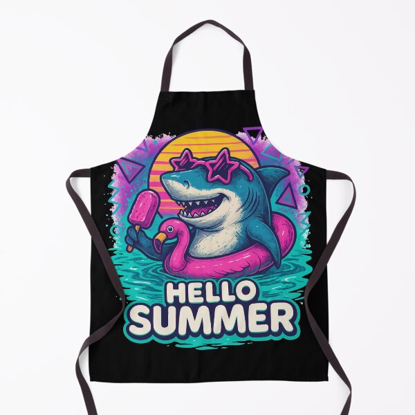 Item preview, Chillin Shark Summer Flamingo Retro Hello Summer designed and sold by TomFrontierArt.