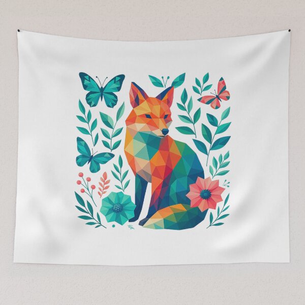 Item preview, Geometric Fox and Butterfly designed and sold by PrismWild.