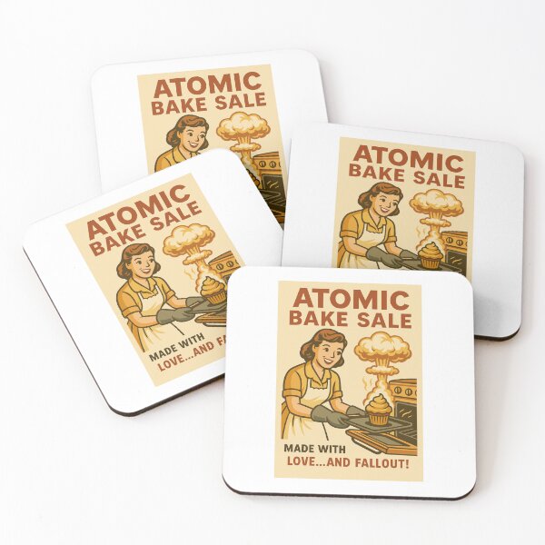 Item preview, Woman serving cupcakes from oven with atomic explosion background   designed and sold by WIKKI-White.