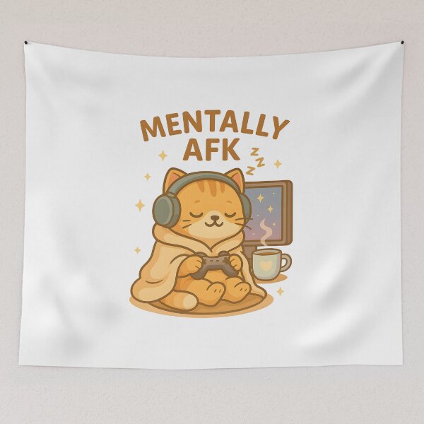 Item preview, Mentally AFK – Cute Sleepy Gamer Cat Kawaii Design designed and sold by ArtbotsGallery.