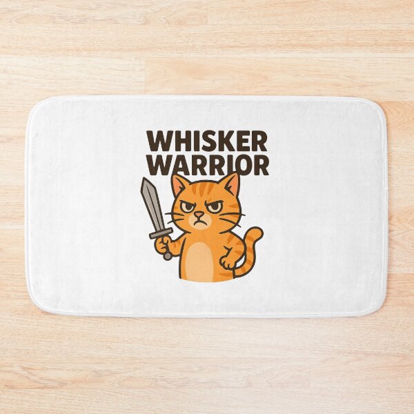 Item preview, Whisker Warrior – Angry Cat with Sword Design designed and sold by FriskySloths.
