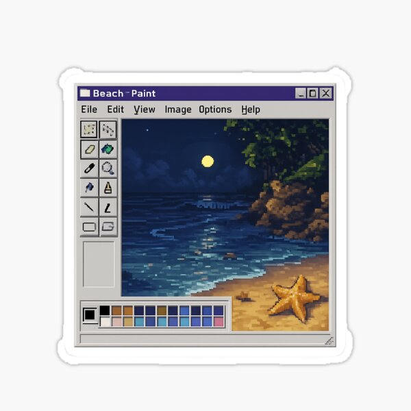 Item preview, Midnight Beach Shore - Microsoft Paint Pixel art designed and sold by peachesnglow.