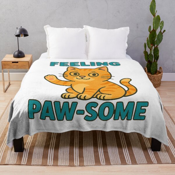 Item preview, Feeling Paw-some – Cute Happy Cat Pun Design designed and sold by FriskySloths.
