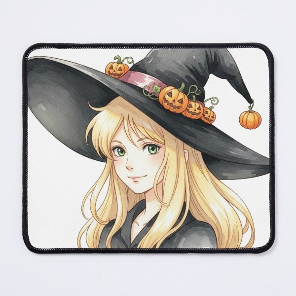 Item preview, Cute watercolor portrait of a blonde witch with green eyes designed and sold by kitosonito.