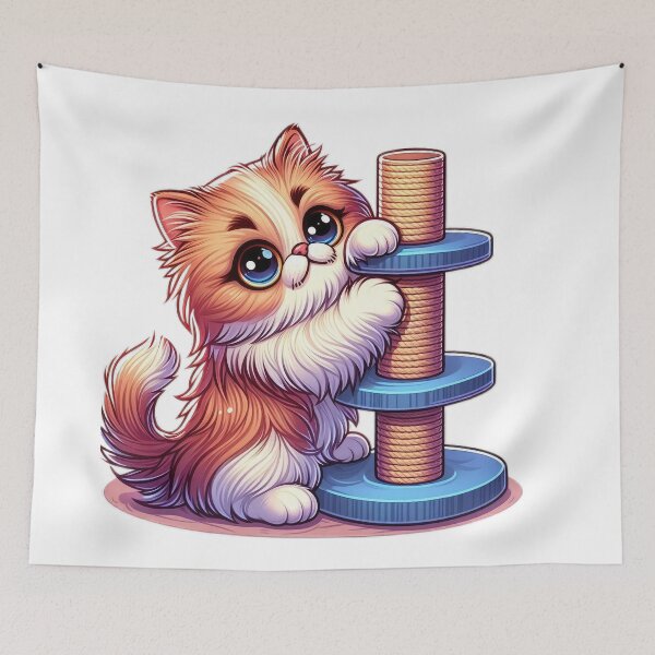 Item preview, cute Kawaii cat The fluffy kitten is sharpening its claws,funny kawaii cat, cute cat designed and sold by Expressions-Sel.