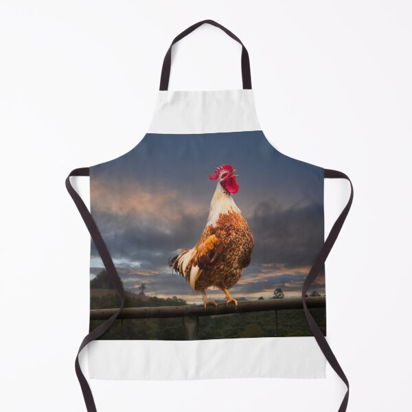 Item preview, Colorful Rooster Crowing on Fence at Dawn - Dark Morning Light designed and sold by taspaul.