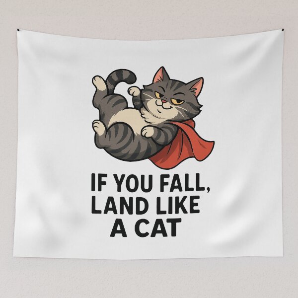 Item preview, Land Like a Cat – Funny Hero Cat Fall Quote designed and sold by FriskySloths.